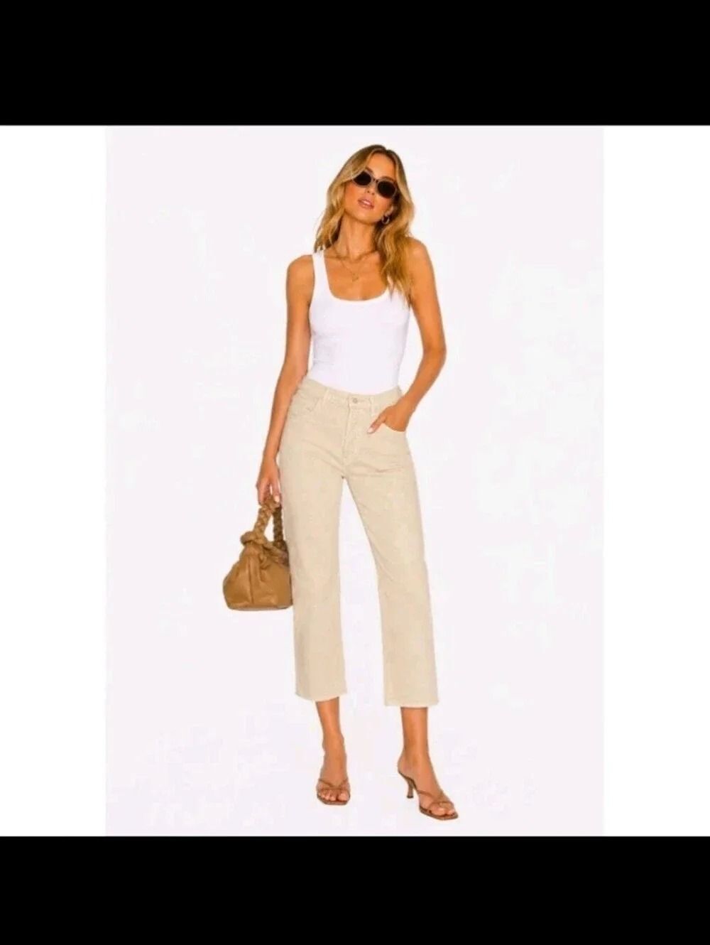 MOTHER The Ditcher Crop In Wash Chalk It Up Button fly Jeans Size 28 High Rise